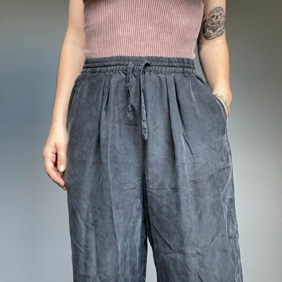 Vintage Diana D'or Dark Gray 100% Silk Sleeveless Floral Top and Trouser Set L - Picture 3 of 12